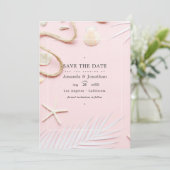 Save The Date Photo de mariage sur la plage rose blush (Debout devant)