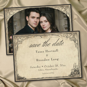 Save The Date Photo de mariage sur parchemin gothique médiéval v