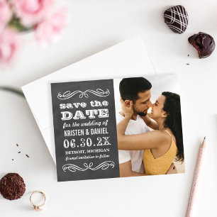 Save The Date Photo de mariage sur tableau noir vintage