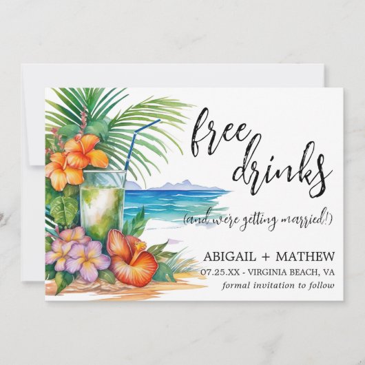 Save The Date Photo de mariage tendance de cocktail tropical drô (Devant)