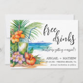 Save The Date Photo de mariage tendance plage cocktail tropical (Devant)