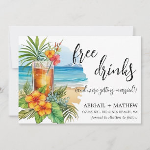 Save The Date Photo de mariage tendance plage cocktail tropical 