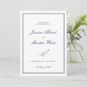 Save The Date Photo de mariage thème botanique bleu plage (Debout devant)