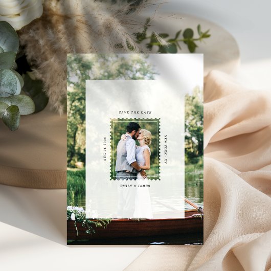 Save The Date Photo de mariage timbre-poste moderne