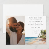 Save The Date Photo de mariage tropical à l'aquarelle (Devant / Derrière)