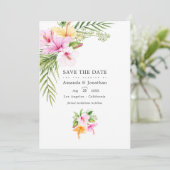 Save The Date Photo de mariage tropical floral de plage (Debout devant)