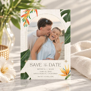 Save The Date Photo de mariage tropical floral de plage