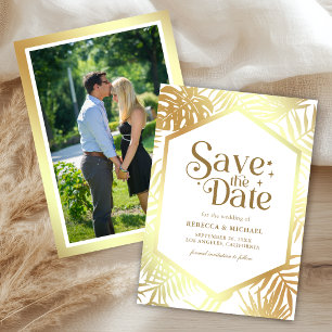 Save The Date Photo de mariage tropicale à la feuille de palmier
