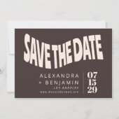 Save The Date Photo de mariage unique marron Groovy Rétro (Devant)