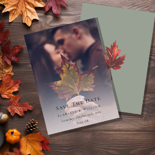 Save The Date Photo de Mariage vert à faible hauteur d'automne