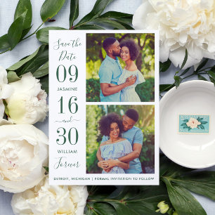 Save The Date Photo de mariage vert émeraude d'élégance moderne