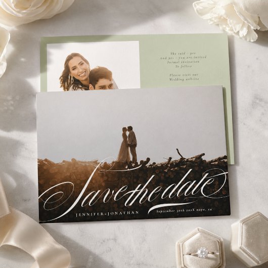 Save The Date Photo de mariage Vert Pistache