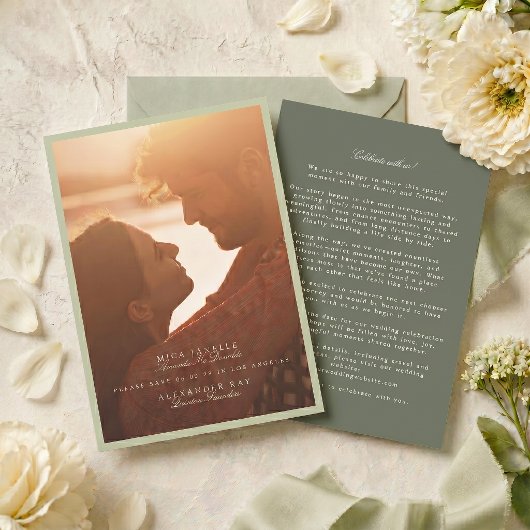 Save The Date Photo de mariage Vert Pistache