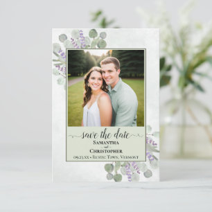 Save The Date Photo de mariage vert rustique eucalyptus & lavand