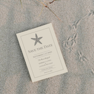 Save The Date Photo de monogramme d'étoile de mer beige