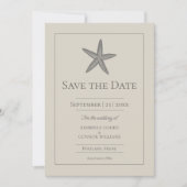 Save The Date Photo de monogramme d'étoile de mer beige (Devant)