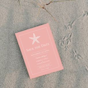 Save The Date Photo de monogramme d'étoile de mer corail