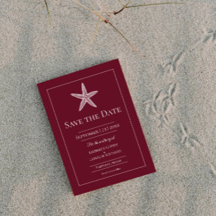 Save The Date Photo de monogramme d'étoile de mer rouge