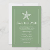 Save The Date Photo de monogramme d'étoile de mer vert mousse (Devant)