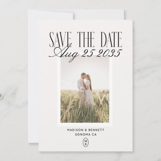 Save The Date Photo de monogramme vintage moderne (Devant)