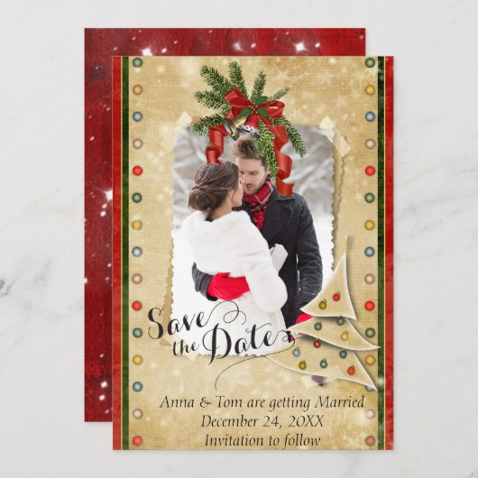 Save The Date Photo de Noël Enregistrer la date (Devant / Derrière)