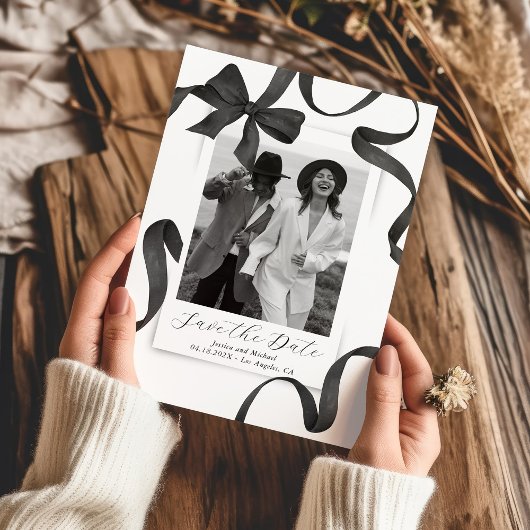 Save The Date Photo de nœud noir élégant