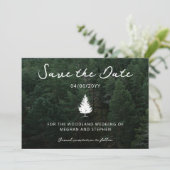 Save The Date Photo de paysage forestier avec silhouette de sapi (Debout devant)