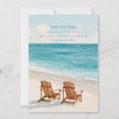 Save The Date Photo de plage à l'aquarelle côtière (Devant)