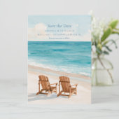 Save The Date Photo de plage à l'aquarelle côtière (Debout devant)