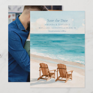 Save The Date Photo de plage à l'aquarelle côtière