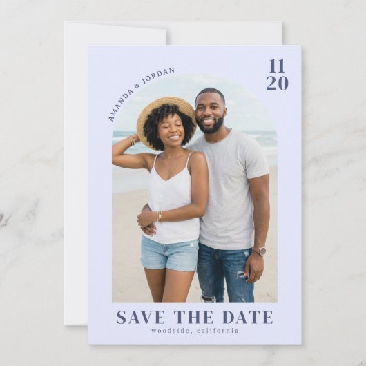 Save The Date Photo de plage bleue joyeuse (Devant)