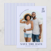 Save The Date Photo de plage bleue joyeuse (Devant / Derrière)