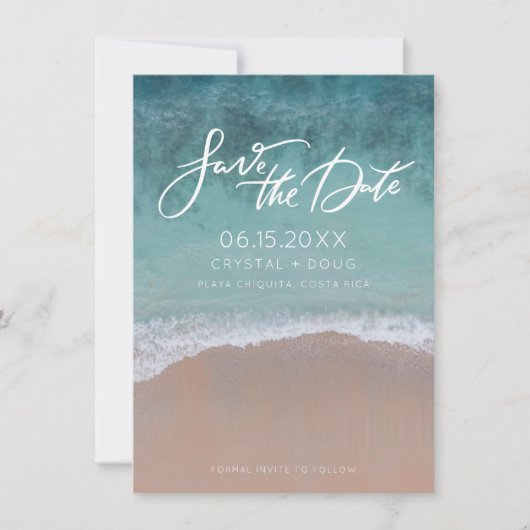 Save The Date Photo de plage Destination Mariage Enregistrer la (Devant)