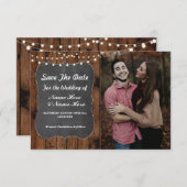Save The Date Photo de sauvegarde de date Rustique Craie Bois In (Devant / Derrière)