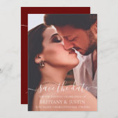 Save The Date Photo de script blanc simple et moderne (Devant / Derrière)