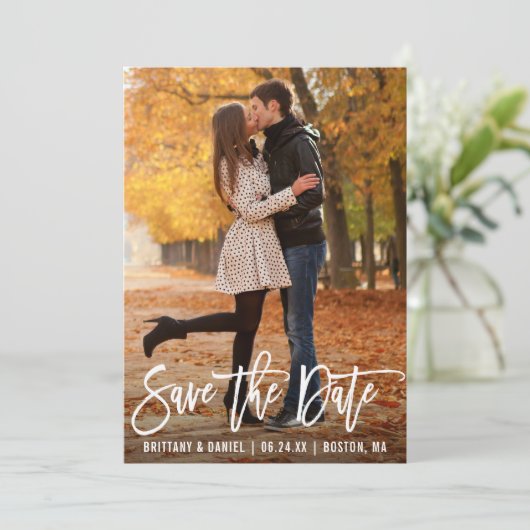 Save The Date Photo De Script De Brosse Moderne Enregistrer La C (Debout devant)
