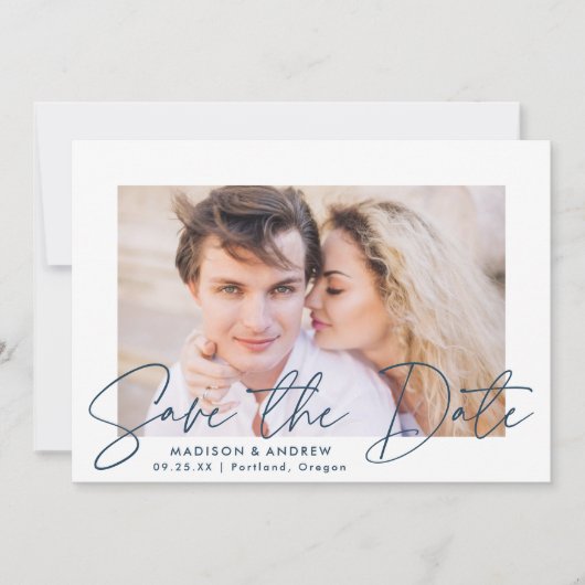 Save The Date Photo de script de marine manuscrite moderne (Devant)