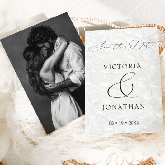 Save The Date Photo de script élégant moderne blanc