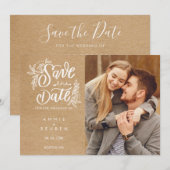 Save The Date Photo de script manuscrit rustique pour annoncer l (Devant / Derrière)