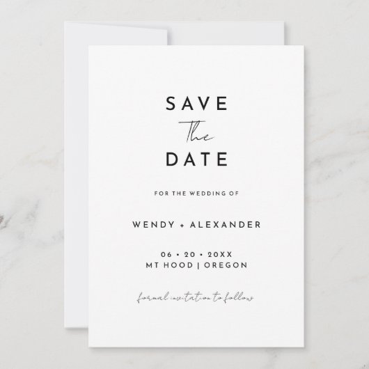 Save The Date Photo de script moderne blanc (Devant)