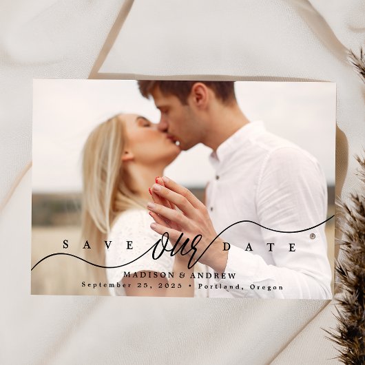 Save The Date Photo de script noir florissant