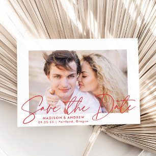 Save The Date Photo de script rouge manuscrite moderne