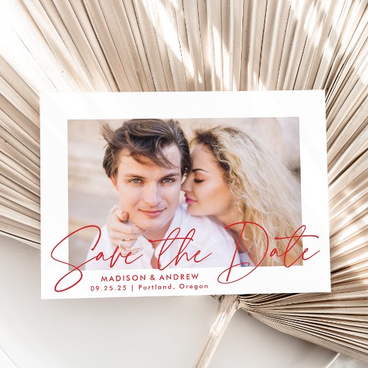 Save The Date Photo de script rouge manuscrite moderne