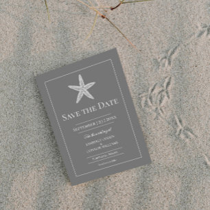 Save The Date Photo de starfish grise monogramme