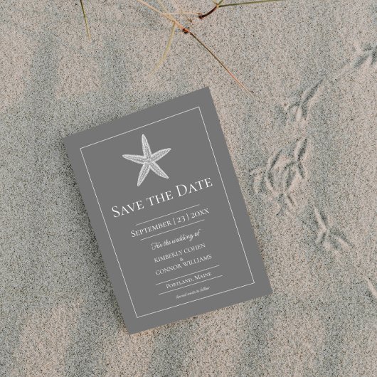 Save The Date Photo de starfish grise monogramme