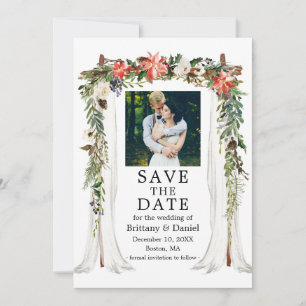 Save The Date Photo de toile de fond de mariage aquarelle poinse