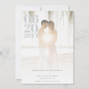 Save The Date Photo de type Gras minimaliste blanc