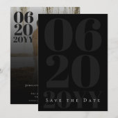 Save The Date Photo de type Gras minimaliste noir (Devant / Derrière)