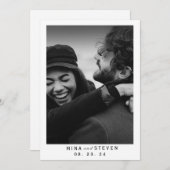 Save The Date Photo de typographie noir et blanc moderne (Devant / Derrière)