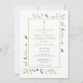 Save The Date Photo de verdure de première communion (Devant)